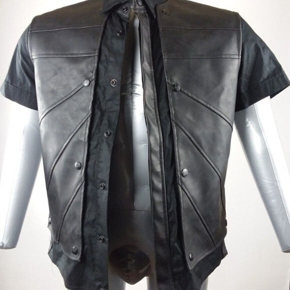 Vintage Lip Service Gothic Gothcore Punk Rocker Vegan Leather Vest Sz Small